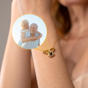Angel Personalized Photo Bracelet - Personalized Gift - Custom Jewelry - Custom Bracelet Picture - Personalised Photo Gift Bracelet Gold Brother & Sisters